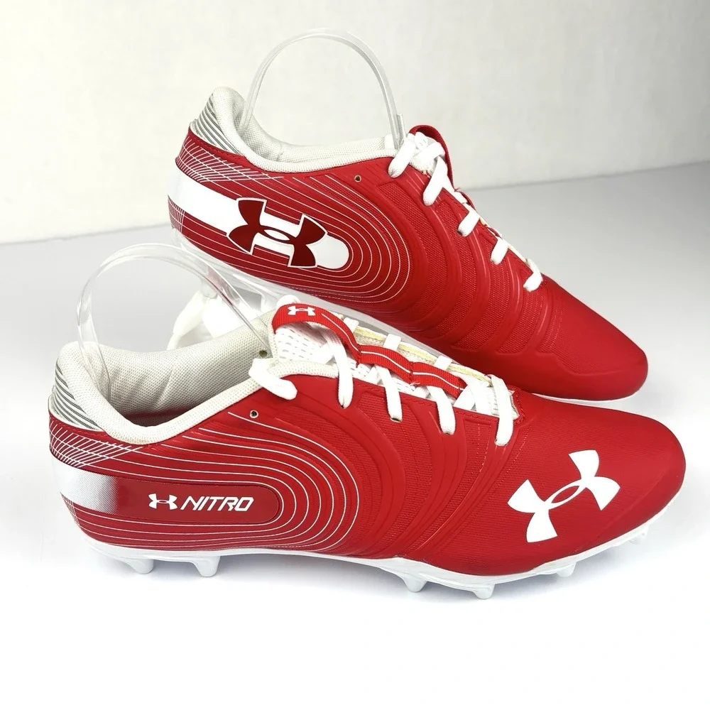 Under Armour Nitro Football Cleats Red White Men's Size 10.5 NWOB 3000182-600